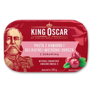 King Oscar Pasta z kawioru i delikatnej wątróbki dorsza z żurawiną 100g