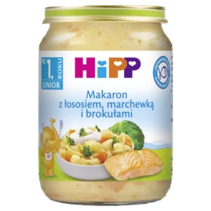 HiPP, Makaron z łososiem, marchewką i brokułami, 250 g