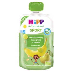 HiPP SPORT Gruszki-Banany-Winogrona z owsem BIO, po 1. roku, 120 g