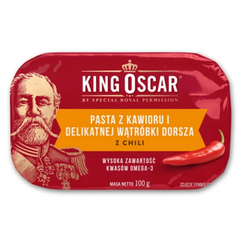 King Oscar Pasta z kawioru i delikatnej wątróbki dorsza z chili 100g 1775828590996-t17vhp.png