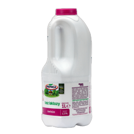 Mleko świeże 2% bez laktozy Piątnica 1 l Mleko świeże 2% bez laktozy Piątnica 1l