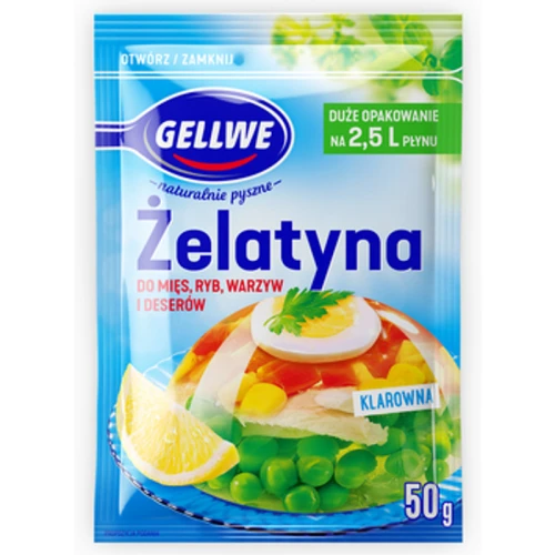 Gellwe Żelatyna do mięs, ryb, warzyw i deserów 50g (promocja) 91c165ffc9e08f538de1c0221d27b8f9