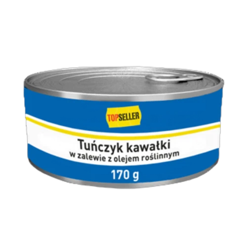 TOPSELLER Tuńczyk kawałki w zalewie z olejem roślinnym 170g (promocja) fa5fbcadb16d465637a71b0377d20ba0