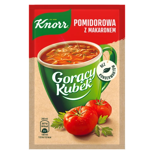 Knorr Gorący Kubek Pomidorowa z makaronem 19g (promocja) 2f460d92d9be260bf442e3e5edf3394c