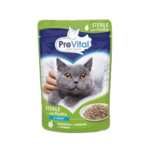 Pełnoporcjowa karma dla kotów Prevital Sterile z drobiem w sosie 100g (promocja)