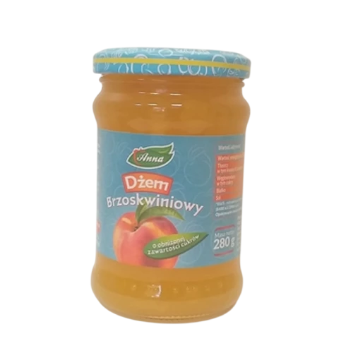 Dżem brzoskwiniowy o obniżonej zawartości cukrów 280g, ANNA (promocja) c19c97f1482aee2e9424525454a81fd0