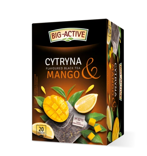 Big-Active Herbata Czarna Aromatyzowana o Smaku Mango i Cytryny. 20 torebek x 2g (promocja) 40a7b080a289ac40a66bb2a8a38f7d49
