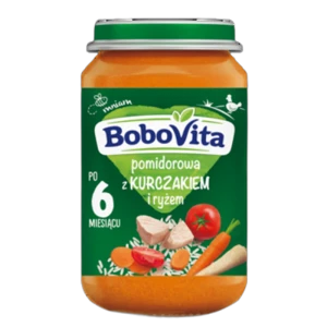 BoboVita Pomidorowa z kurczakiem i ryżem po 6 miesiącu 190 g (promocja)