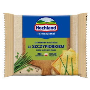 Hochland ze szczypiorkiem. Ser kremowy topiony w plastrach ze szczypiorkiem 130g