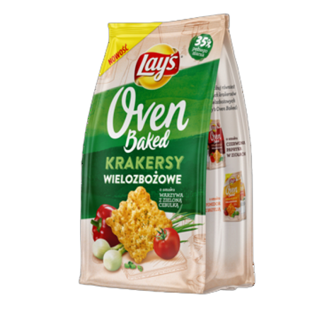 Krakersy wielozbożowe Lay's Oven Baked warzywa z zieloną cebulką 80 g Krakersy wielozbożowe Lay's Oven Baked warzywa z zieloną cebulką 80g