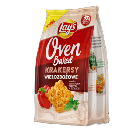 Krakersy wielozbożowe Lay's Oven Baked czerwona papryka w ziołach 80 g Krakersy wielozbożowe Lay's Oven Baked czerwona papryka w ziołach 80g
