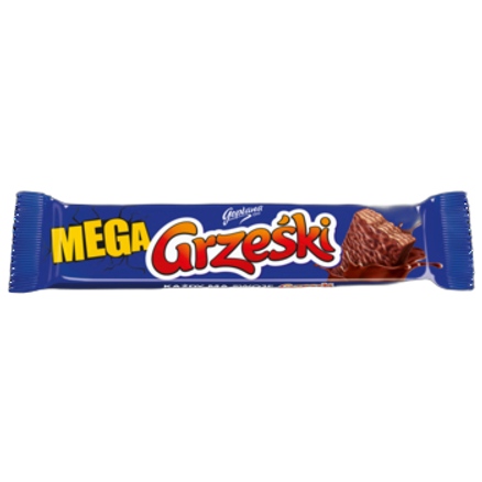 Grześki Mega Wafel z kremem kakaowym w czekoladzie 48 g Grześki Mega Wafel z kremem kakaowym w czekoladzie 48g