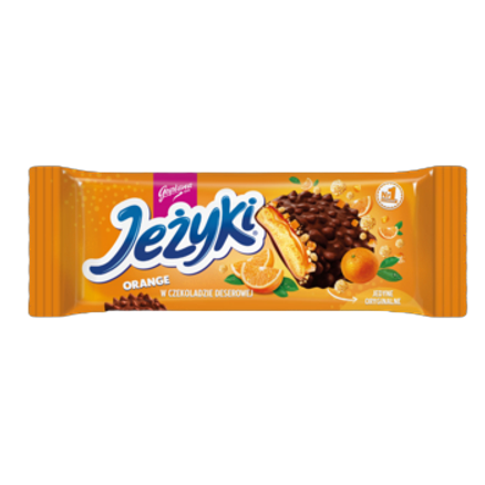 Jeżyki Pomarańczowe herbatniki w czekoladzie deserowej 140 g Jeżyki Pomarańczowe herbatniki w czekoladzie deserowej 140g