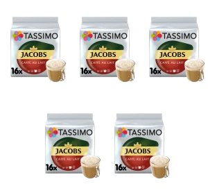 Tassimo Jacobs Café au Lait Napój z kawą rozpuszczalną i mlekiem 16 kapsułek 184 g X5