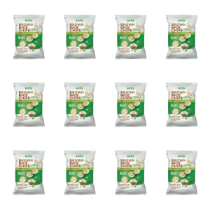 LIVITY Chipsy ryżowe pełnoziarniste o smaku Nordyckiego szczypiorku ze śmietaną 60g X12