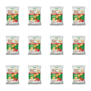 LIVITY Chipsy ryżowe pełnoziarniste o smaku smaku salsy paprykowej 60g X12