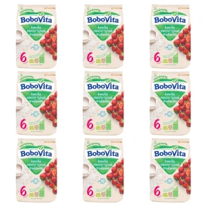 BoboVita Kaszka mleczno-ryżowa truskawka po 6 miesiącu 230 g X9