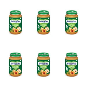 BoboVita Deserek Brzoskwinie, jabłka, banany i kiwi po 6 miesiącu 190g X6