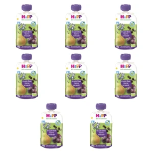 HiPP BIO od pokoleń, Gruszki-Śliwki-Czarne porzeczki, po 6. m-cu, 100 g X8