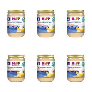 HiPP BIO Przysmak na Dobranoc Kaszka manna z mlekiem i bananami po 4. miesiącu 190 g X6
