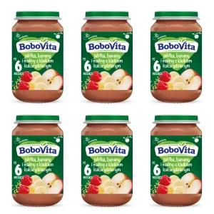 BoboVita Deserek Jabłka, banany i maliny z kleikiem kukurydzianym po 6 miesiącu 190g X6