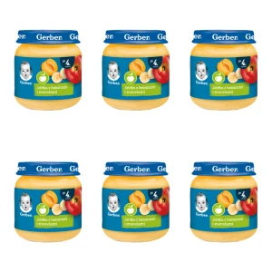 Gerber Deserek Jabłka z bananami i morelami po 4 miesiącu 125 g X6