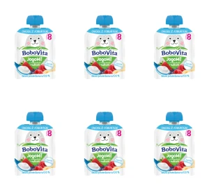 BoboVita JogoMi! Owoce z jogurtem z truskawkami i malinami po 8 miesiącu 80 g X6