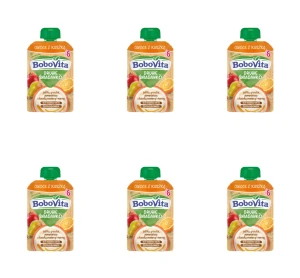 BoboVita Drugie Śniadanko Owoce z kaszką jabłko gruszka pomarańcza po 6 miesiącu 100 g X6