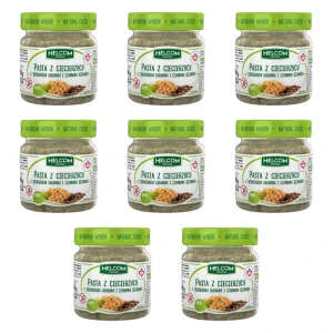 Pasta z ciecierzycy z siemieniem lnianym i czarnym sezamem 225 ml Helcom X8
