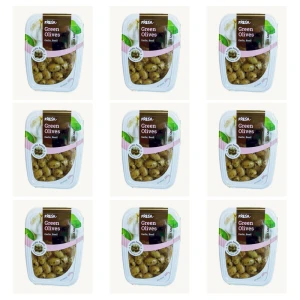 Oliwki zielone drylowane z czosnkiem i bazylią pasteryzowane Fresh Pack 200g Lyrakis Family X9