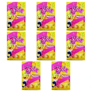 Zozole Karmelki nadziewane musujące (9%) o smaku cytrynowym i o smaku pomarańczowym 1kg X8