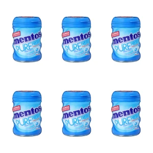 Mentos Pure Fresh Mint Guma do Żucia o Smaku Mięty Bez Cukru - Butelka 60 g X6