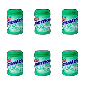 Mentos Pure Fresh Spearmint Guma do Żucia Mięta Bez Cukru - Butelka 60 g X6