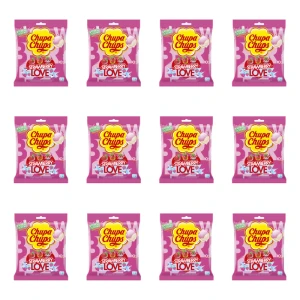 Chupa Chups Lizaki Strawberry Love o smaku truskawkowym, truskawkowo - śmietankowym i kwaśnej truskawki 120g X12
