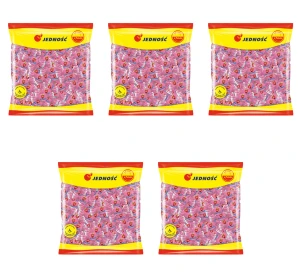 Jedność Karmelki nadziewane o smaku truskawkowo-śmietankowym 1kg X5