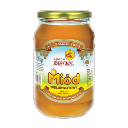 Miód wielokwiatowy Sądecki Bartnik 1,2 kg Miód wielokwiatowy Sądecki Bartnik 1,2kg