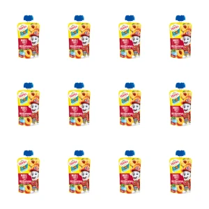 Hortex Leon Przekąska mus 100% owoców i warzyw jabłko, brzoskwinia, banan, marchew, dynia saszetka 100g X12