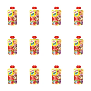 Hortex Leon i Przyjaciele Przekąska mus 100% owoców jabłko, banan, truskawka saszetka 100g X12
