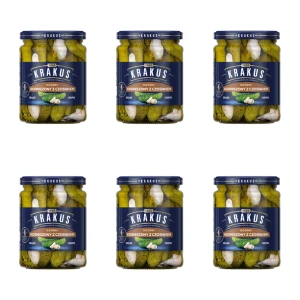 Krakus Ogórki korniszony z czosnkiem 500 g X6
