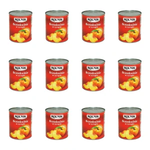 Brzoskwinie Krojone w Syropie - Połówki Brzoskwiń w Puszce 850 ml Rolnik X12