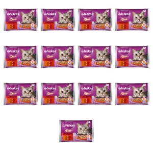 Whiskas Duo Zestawy klasyczne 1+ Galaretka z wołowiną i drobiem i z jagnięciną i kaczką 340 g (4x85 g) X13