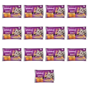 Whiskas Tasty Mix Kremowe Wariacje 1+ Sos z kurczakiem i warzywami i z jagnięciną i indykiem 340 g (4x85 g) X13