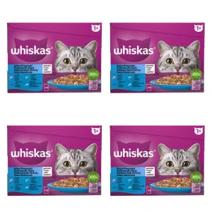 Whiskas Rybne przysmaki Galaretka z łososiem, z dorszem, z tuńczykiem i z białą rybą 1,02 kg (12x85 g) X4