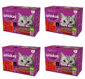 Whiskas Klasyczne posiłki 1+ Sos z wołowiną, z kurczakiem, z jagnięciną i z drobiem 1,02 kg (12x85 g) X4