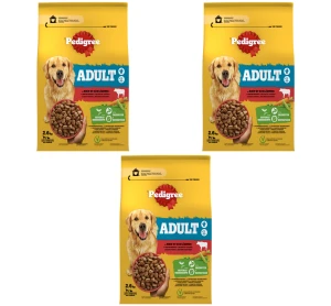 Pedigree Adult sucha karma z wołowiną i warzywami 2,6 kg X3