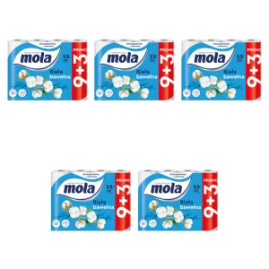 Mola Biała bawełna Papier toaletowy 12 rolek X5