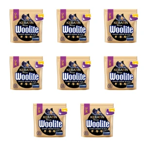 Woolite Żelowe kapsułki do prania z keratyną czerń, ciemne kolory & jeans 33 szt X8
