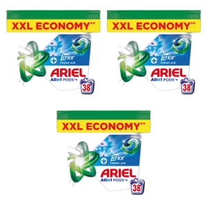 Ariel Allin1 PODS+ Touch of Lenor Fresh Air Kapsułki do prania, 38 prań X3