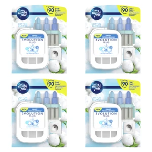 Ambi Pur 3Volution Cotton Elektryczny odświeżacz powietrza, zestaw startowy, 20 ml X4