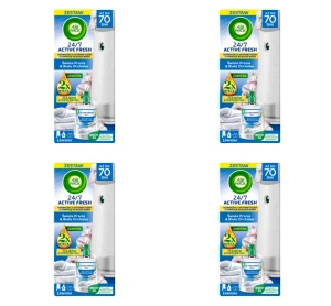Air Wick Odświeżacz powietrza Active Fresh Świeże Pranie i Biała Orchidea Komplet 228 ml X4